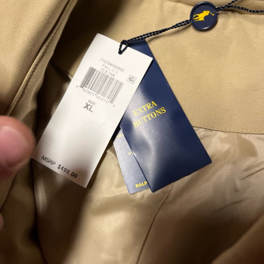 Ralph Lauren Men's Beige Cotton Gabardine Trench Coat Size XLarge XL Ret… - Picture 10 of 16